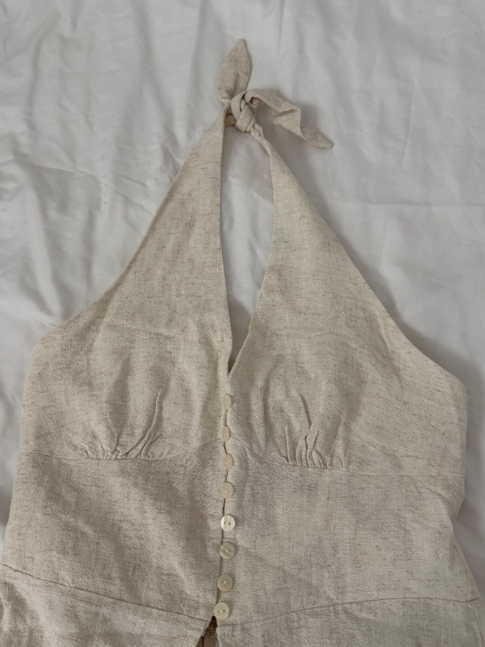 stradivarius linen blend halter top size medium details: -great condition - - Picture 4 of 7